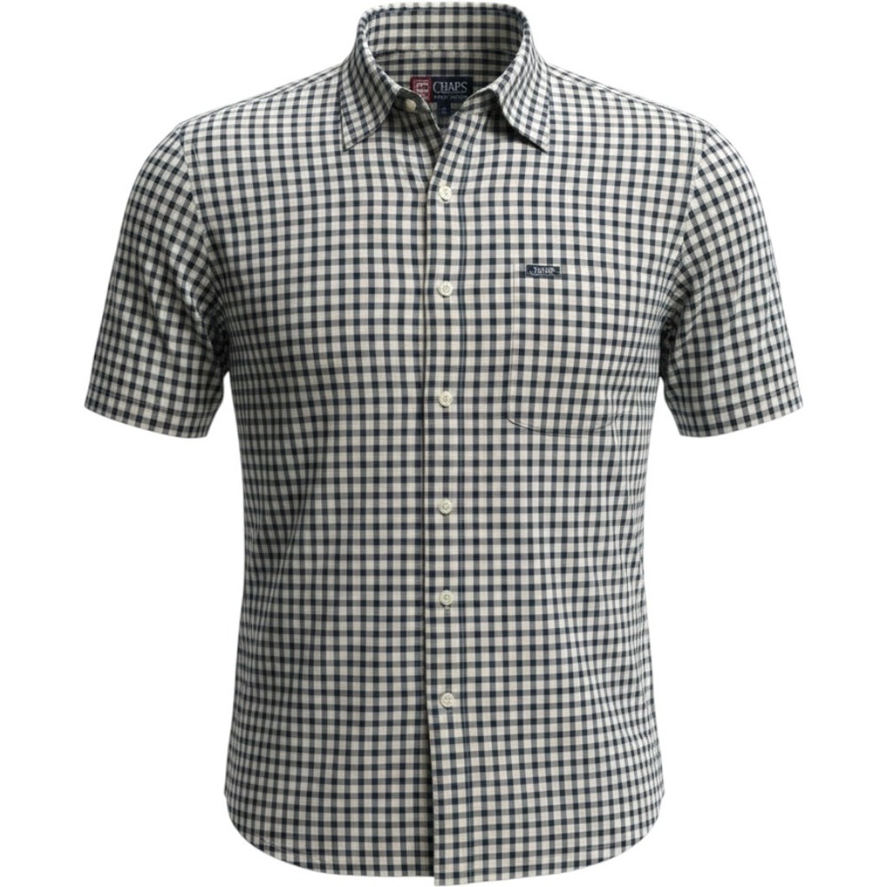 Chaps Ralph Lauren Mens Short‎ Sleeve Gingham Button Down Shirt Size M